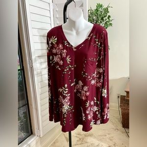 Molerani Burgundy long sleeve, V-neck 
Top New with Tags
size 2X